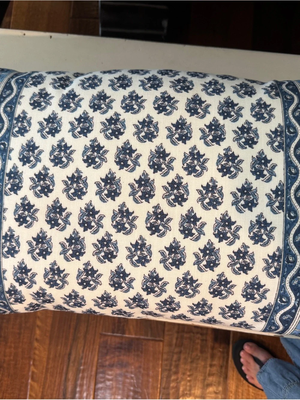 Pottery Barn Ishani Outdoor Lumbar Pillow, Blue Multi Floral